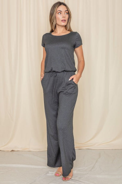 Short Sleeve Jumpsuit W/Pocket