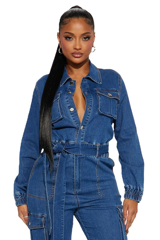 WOMEN DENIM SEXY JUMPSUIT