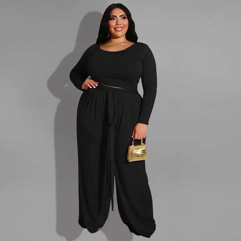  Top Wide Leg Pants Two-Piece Set