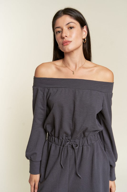 ONE SHOULDER TERRY JUMPSUIT