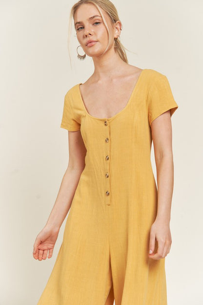 LINEN BUTTON DOWN JUMPSUIT