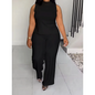 Plus Size Solid Color Sleeveless Top Wide Leg Pants Two-Piece Set