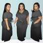 Women Solid Color Short Sleeve Top And Skirts 2 Piece Set (Xl-5XL)